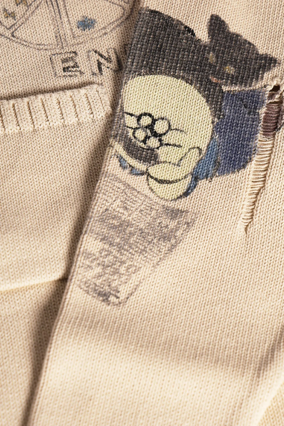 5G Cotton Knit Crew Sweater (Memorial Paint Model) - Natural