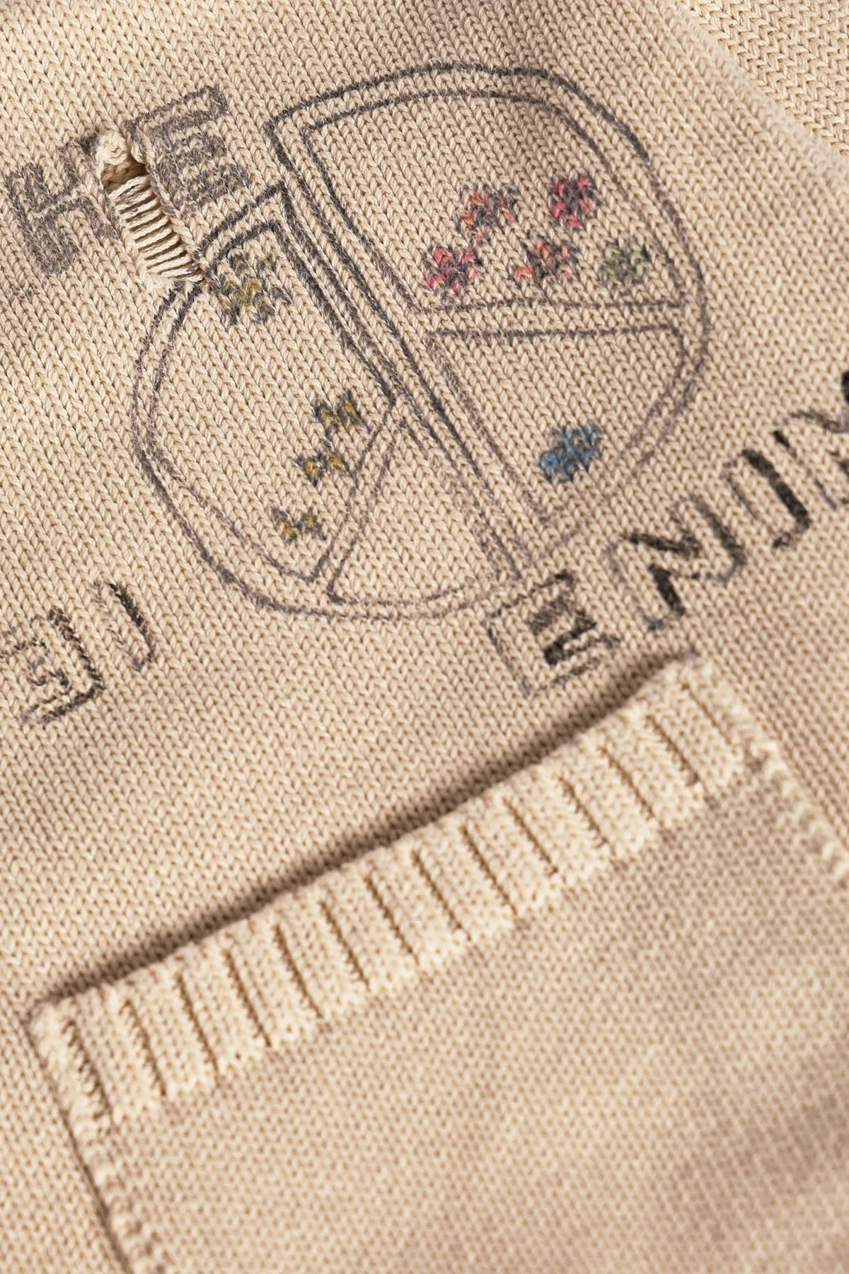5G Cotton Knit Crew Sweater (Memorial Paint Model) - Natural