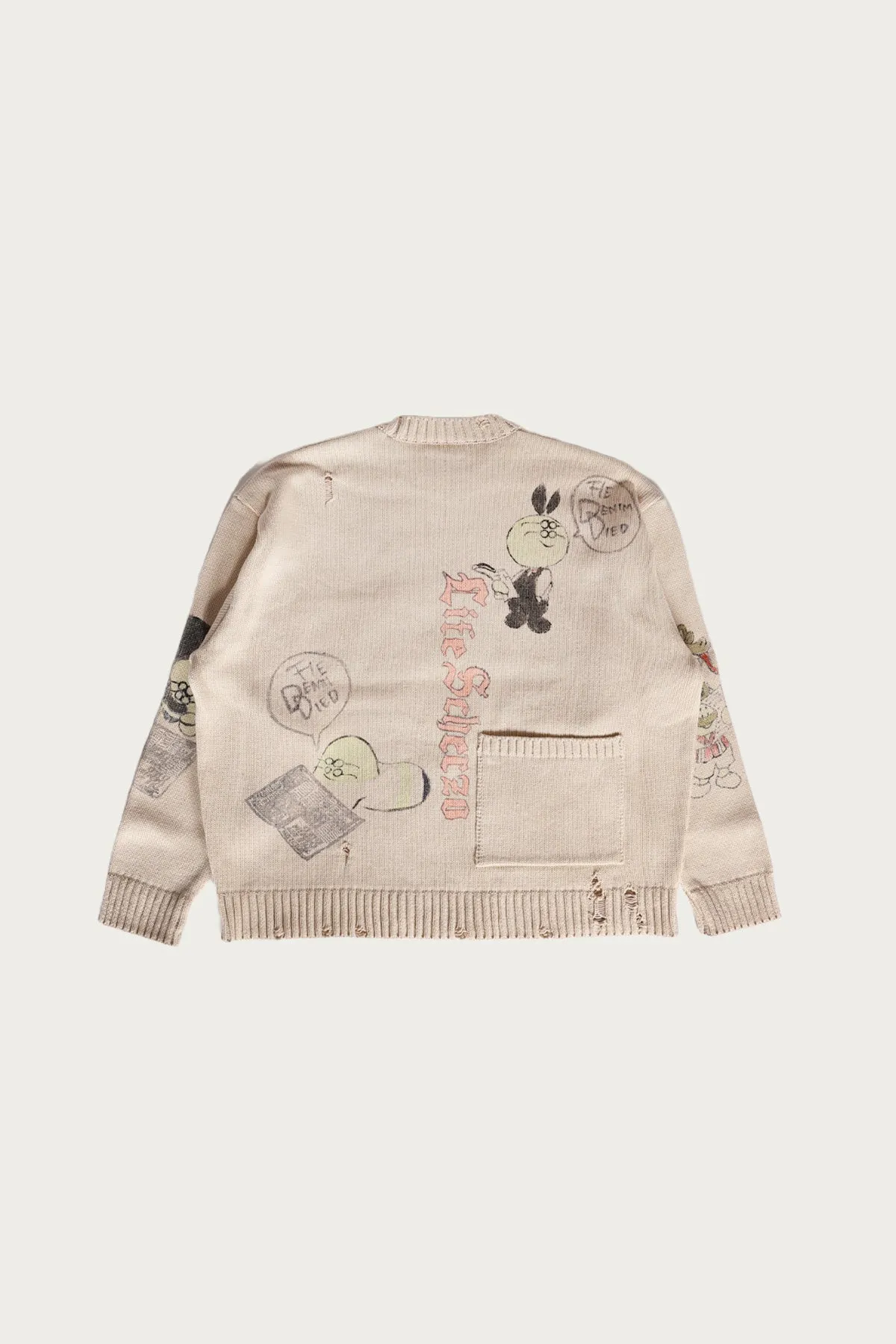 5G Cotton Knit Crew Sweater (Memorial Paint Model) - Natural