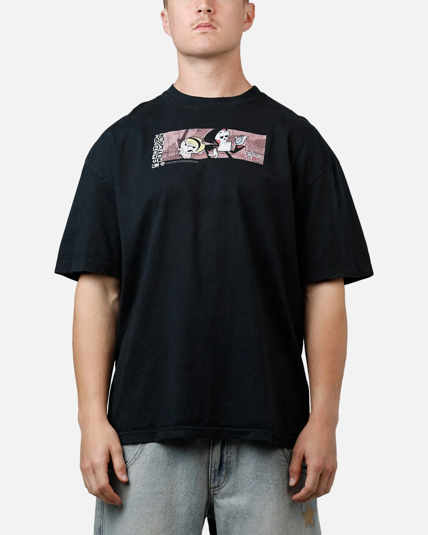 73 Studio X Cartoon Network Bill & Mandy Grail Vintage T-Shirt Black Acidwash