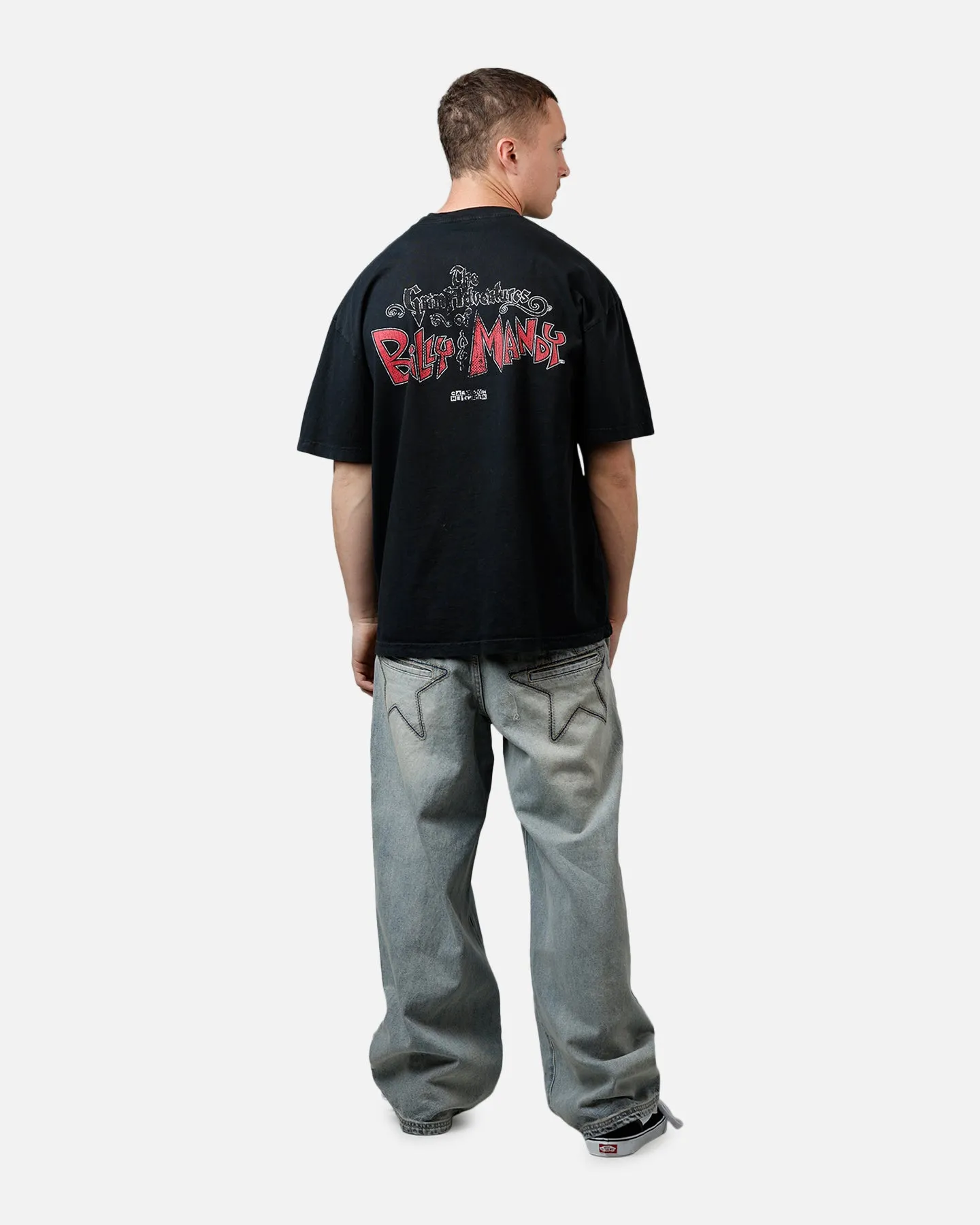 73 Studio X Cartoon Network Bill & Mandy Grail Vintage T-Shirt Black Acidwash