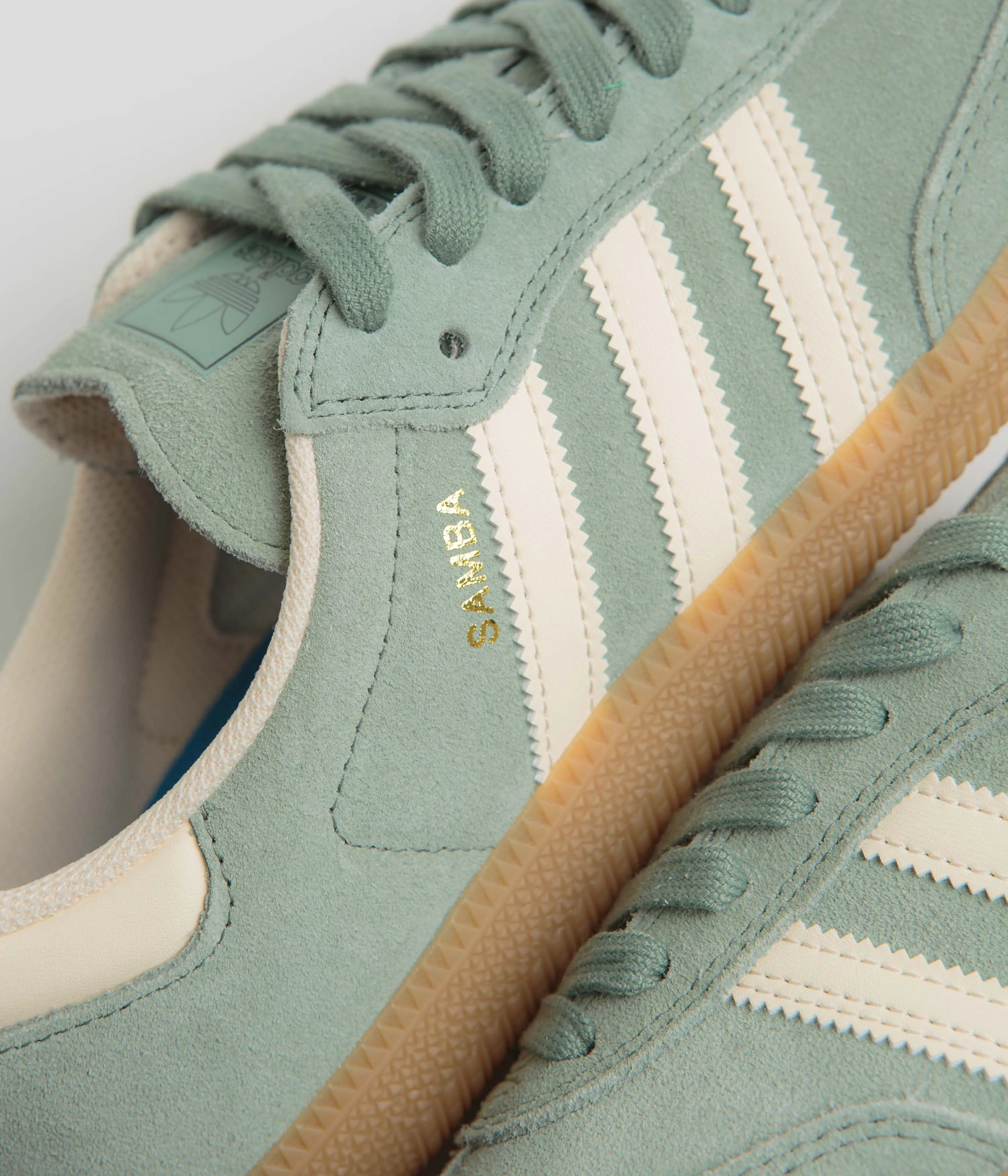 Adidas Samba ADV Shoes - Silver Green / Wonder White / Gold Metallic