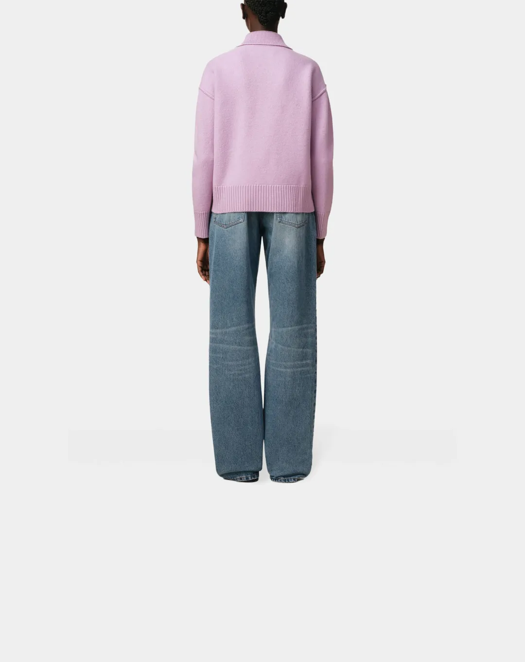 AMI Paris Knitted Cardigan in Lilac and Grey