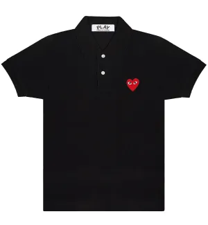 CDG Play Red Heart Polo Shirt (Black)