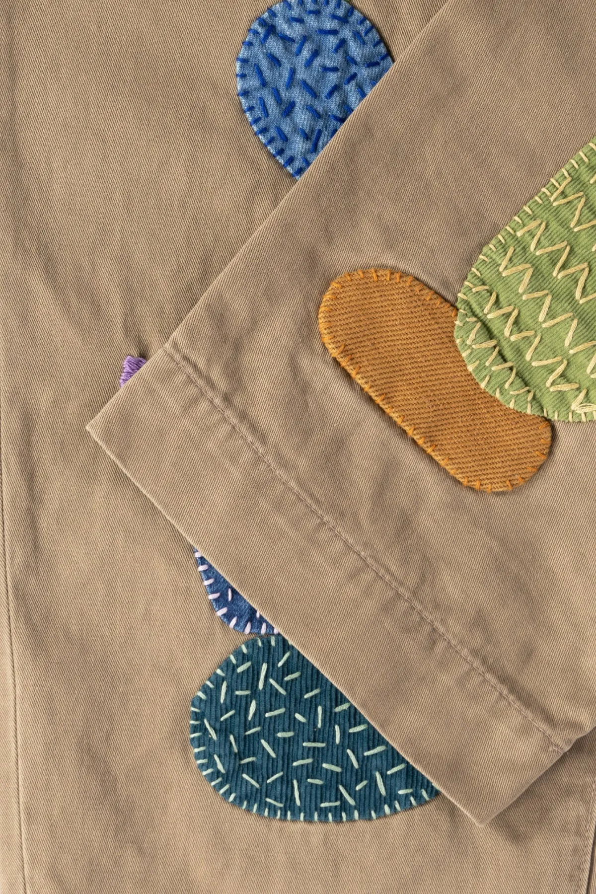 Chino High Waisted NIME Pants (CACTUS Embroidery) - Beige