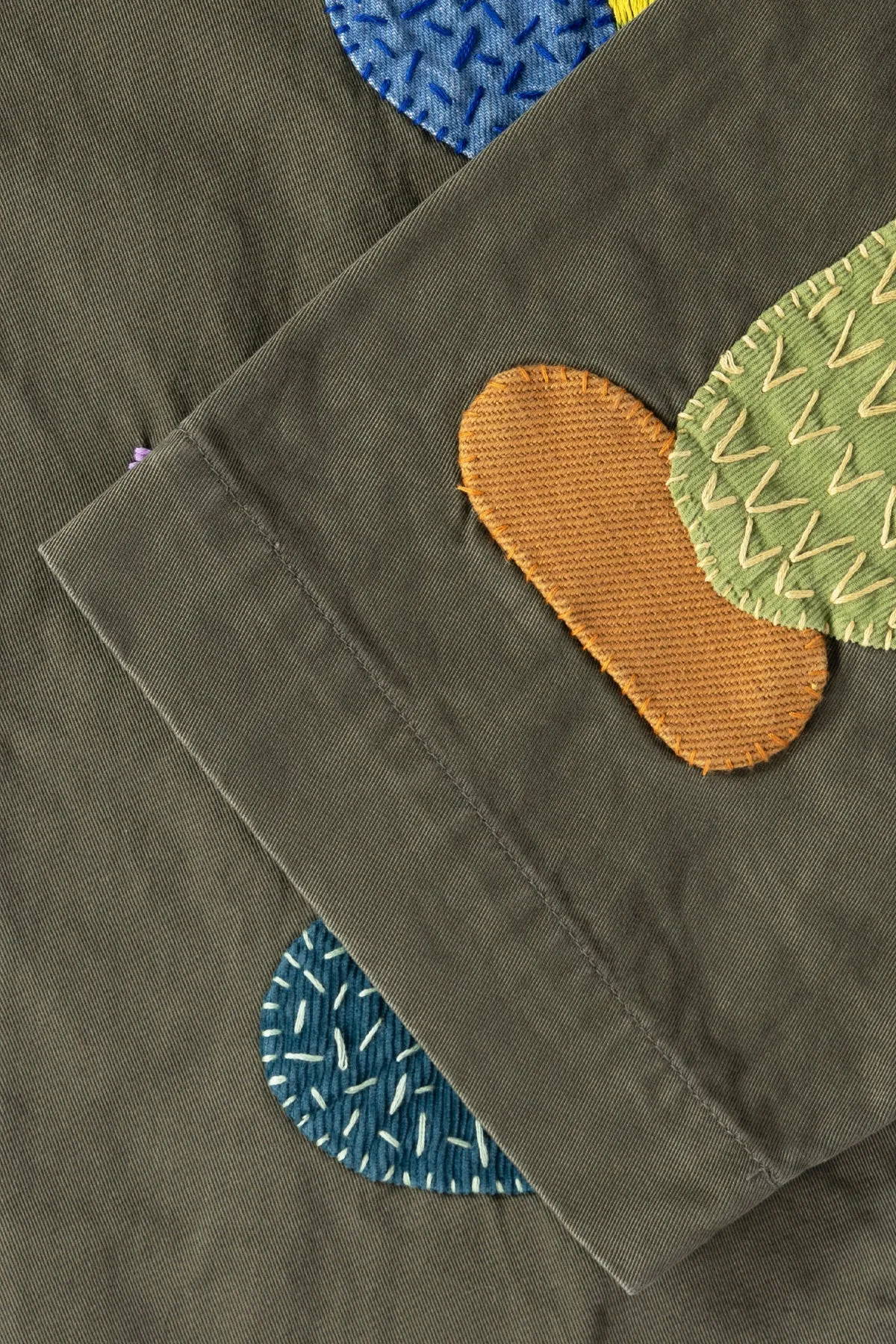 Chino High Waisted NIME Pants (CACTUS Embroidery) - Khaki