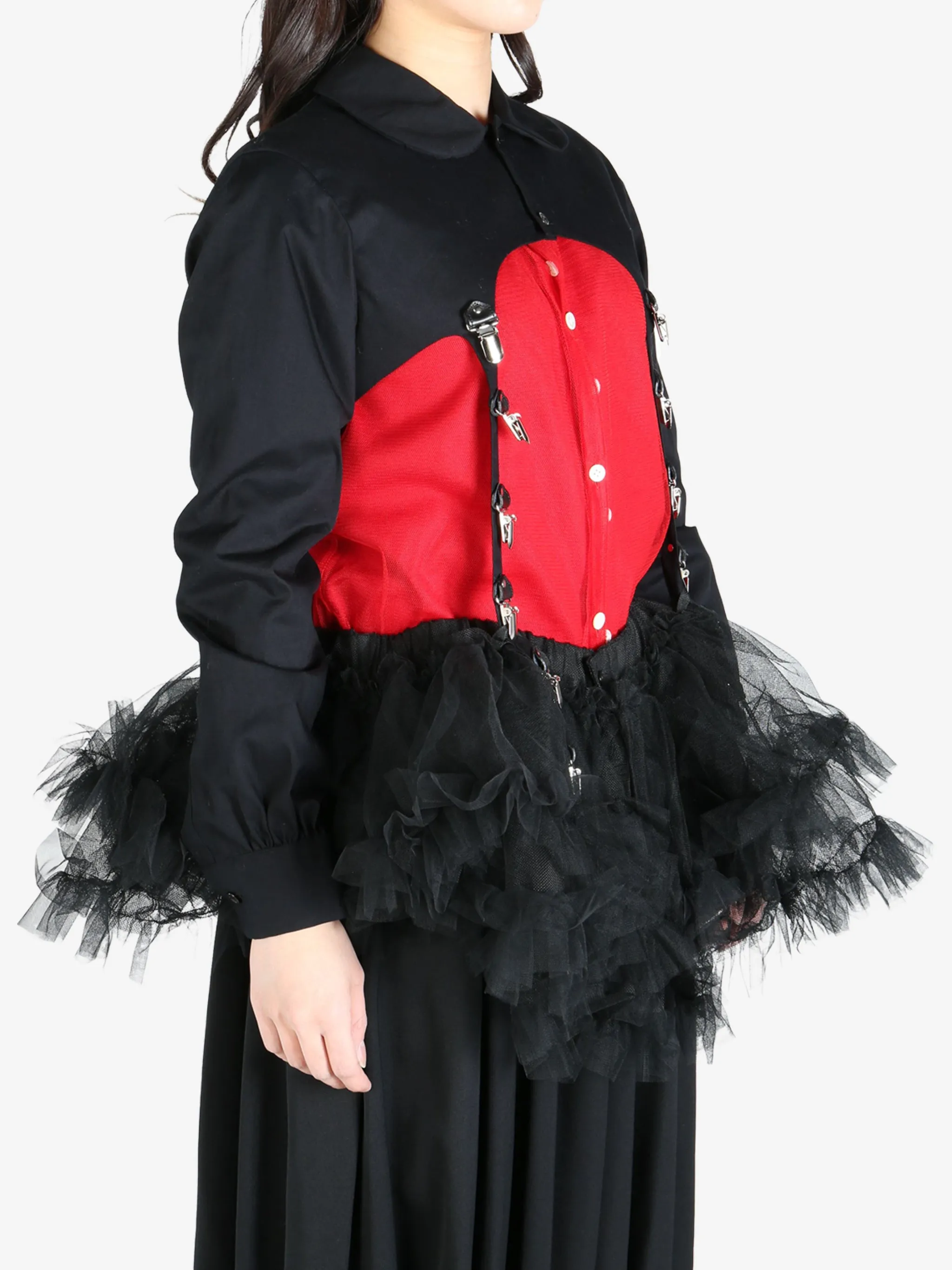 COMME DES GARCONS NOIR - Women Chain Decorated Strap Mini Blouse