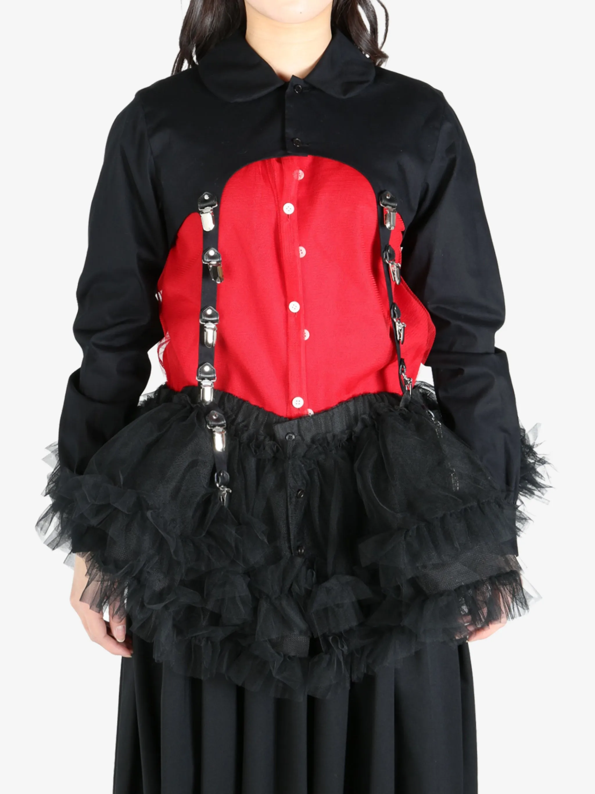 COMME DES GARCONS NOIR - Women Chain Decorated Strap Mini Blouse
