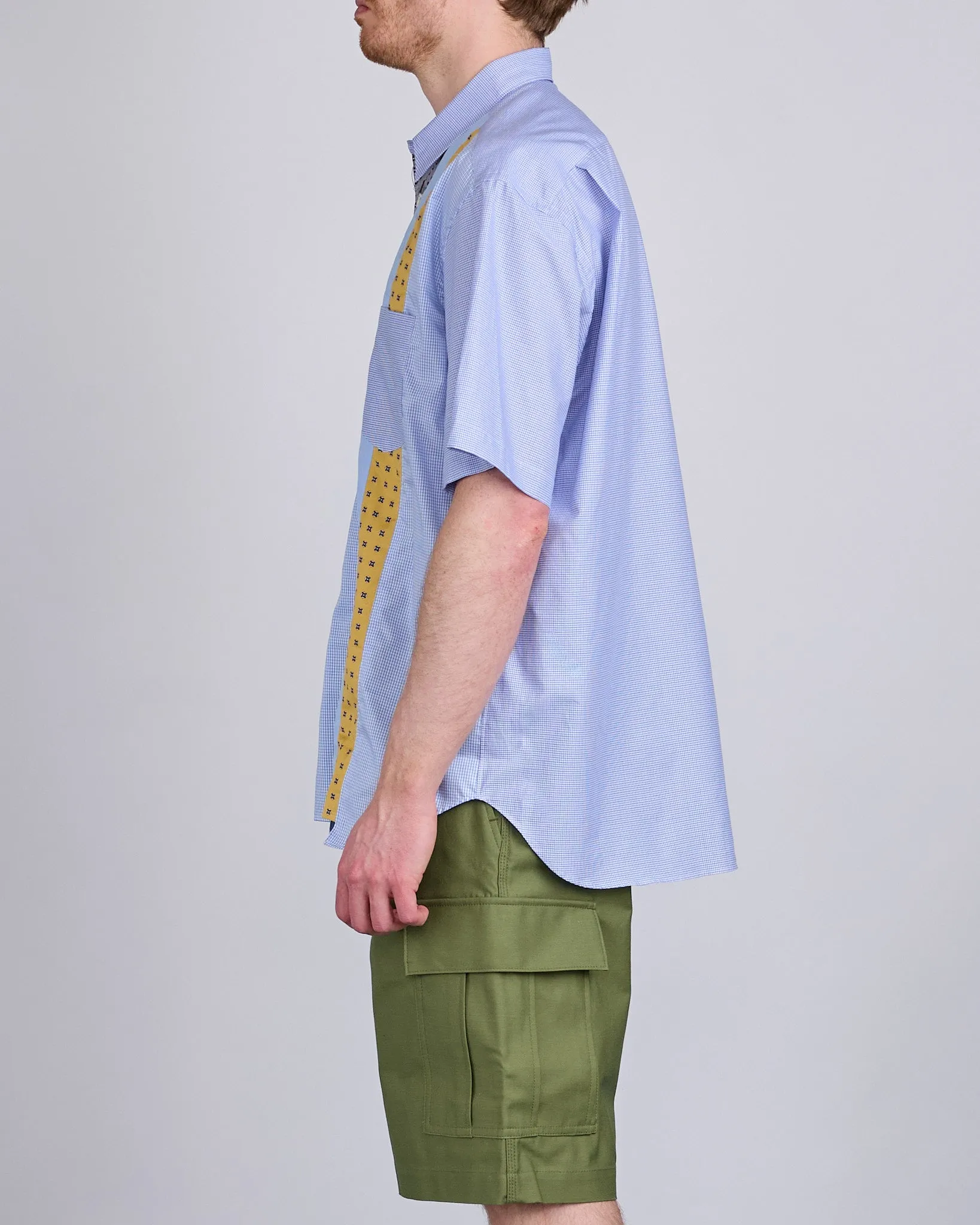 COMME des GARONS HOMME Cotton Check Multi Fabric Button Shirt Mix