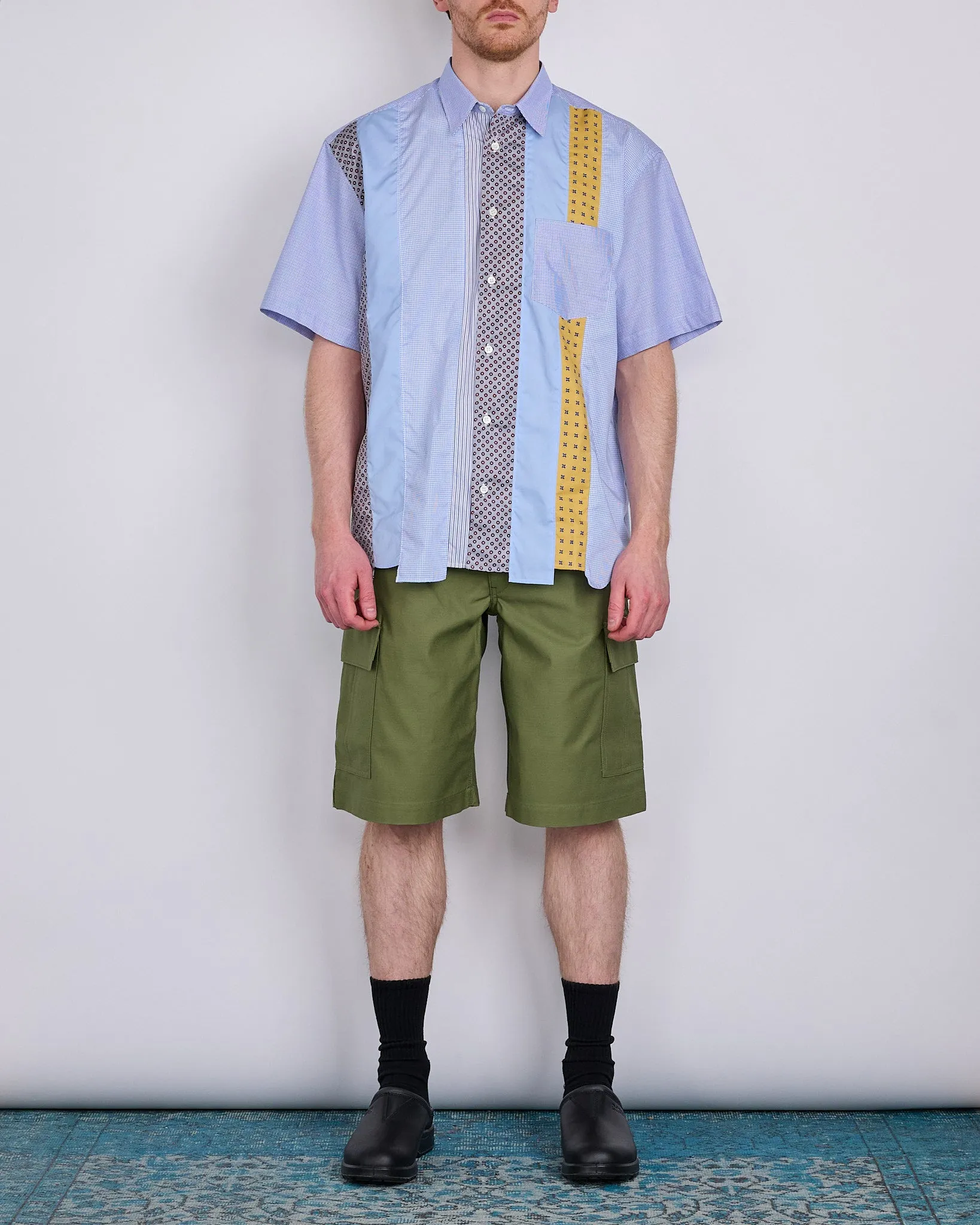 COMME des GARONS HOMME Cotton Check Multi Fabric Button Shirt Mix