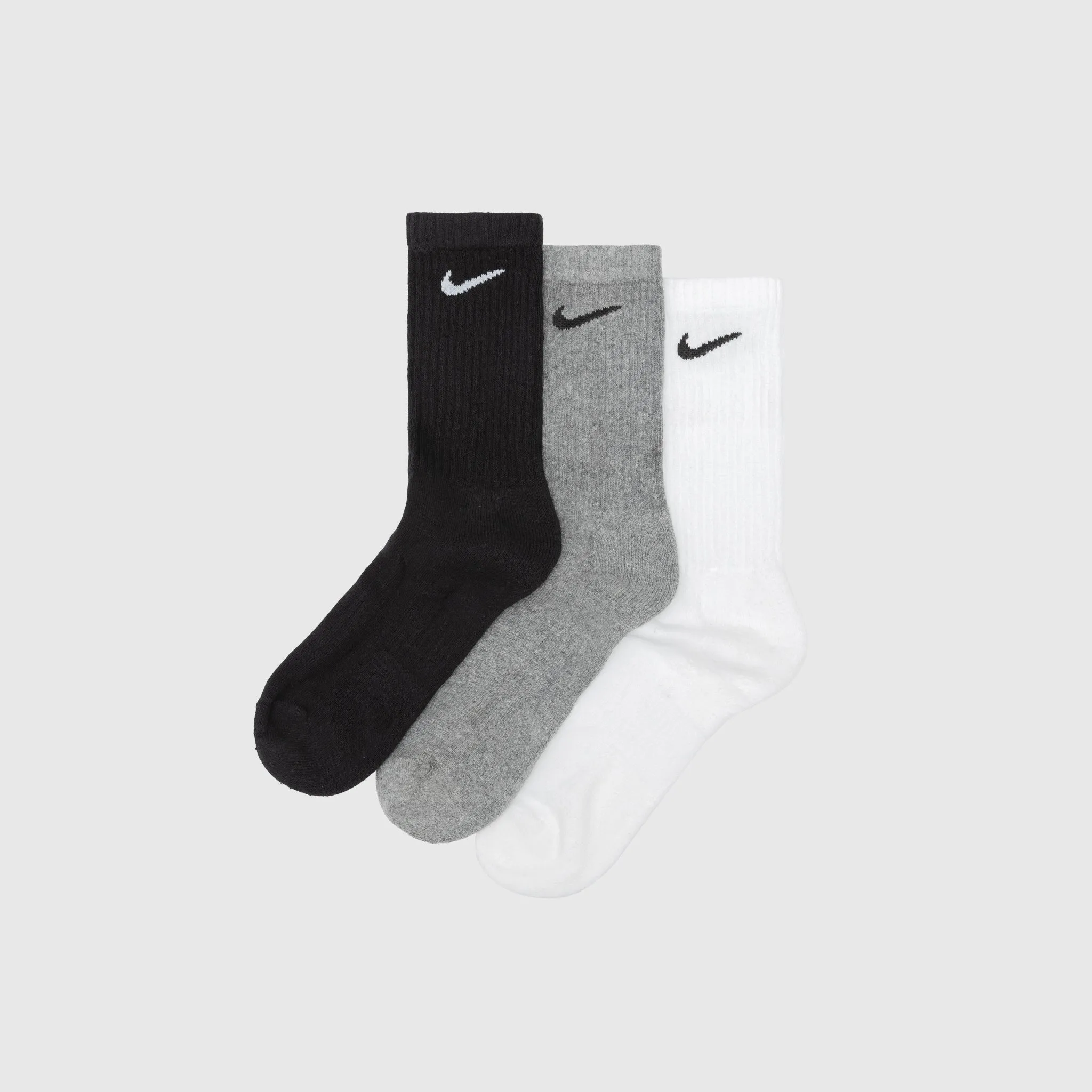 EVERYDAY PLUS CUSHIONED CREW SOCK (3-Pack) BLACK/GREY/WHITE