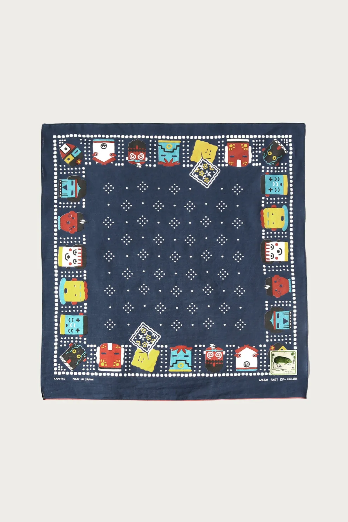 Fastcolor Selvedge Bandanna (KACHINA & PECKISH RAINBOWY) - Navy