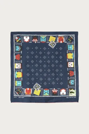 Fastcolor Selvedge Bandanna (KACHINA & PECKISH RAINBOWY) - Navy
