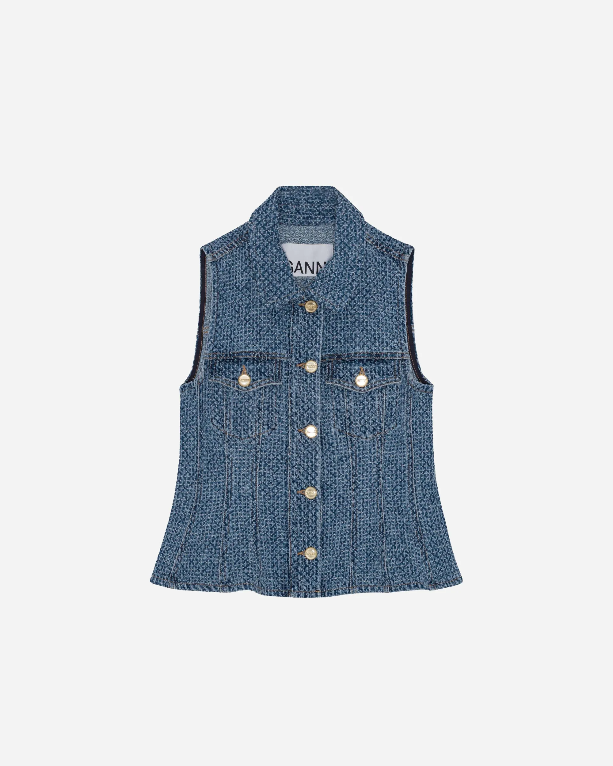 Fluffy Denim Fitted Top