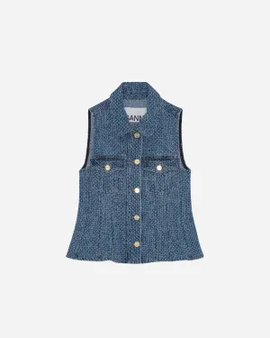 Fluffy Denim Fitted Top