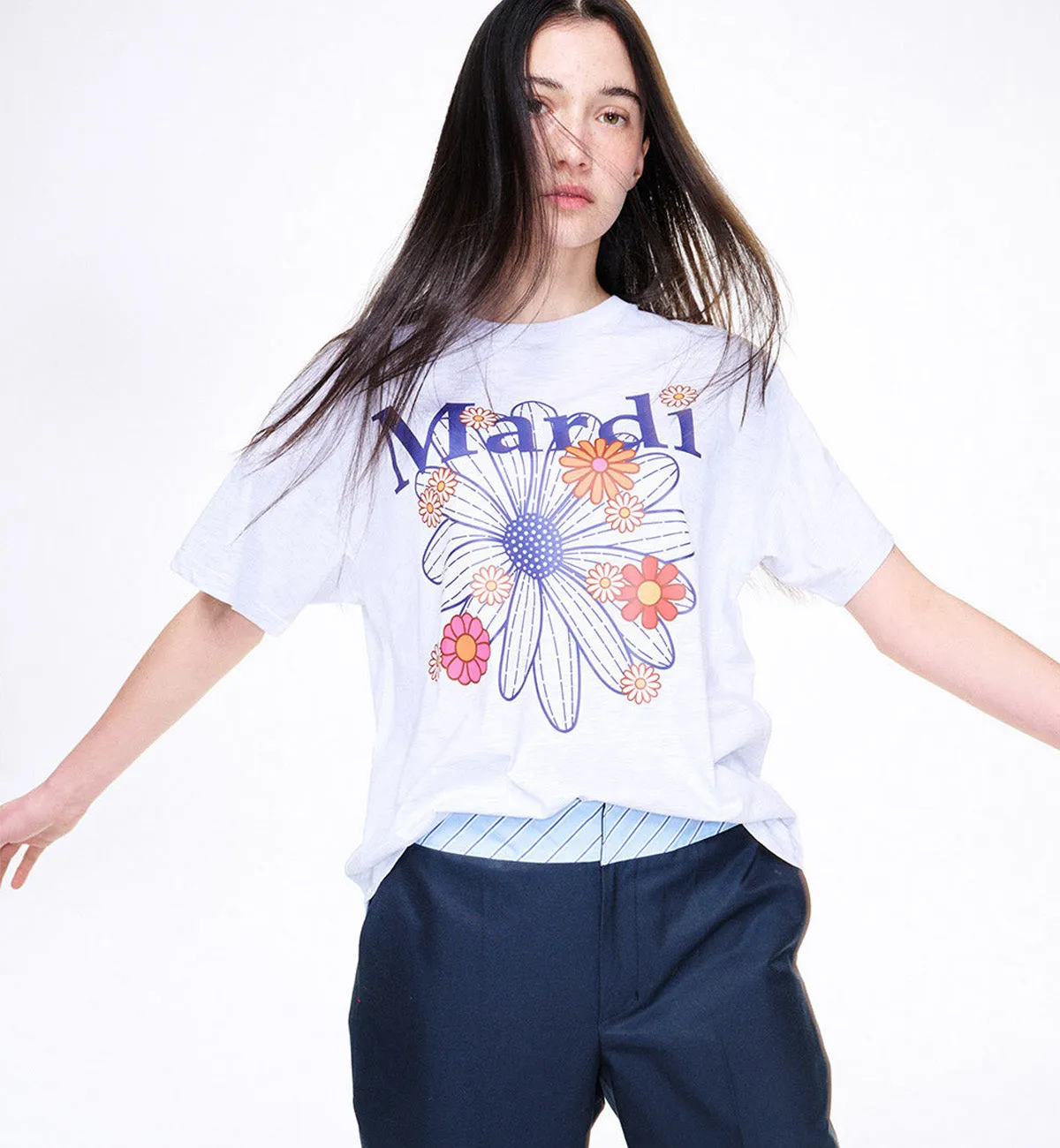 Mardi Mercredi Blossom Mardi T-Shirt (White Blue)