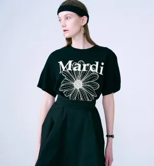 Mardi Mercredi Flower Mardi T-Shirt (Black Cream)