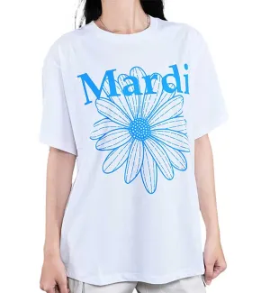 Mardi Mercredi Flower Mardi T-Shirt (White Blue)