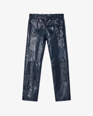 Martine Rose - Men's Zip Chap Leather Trousers - (Blue)