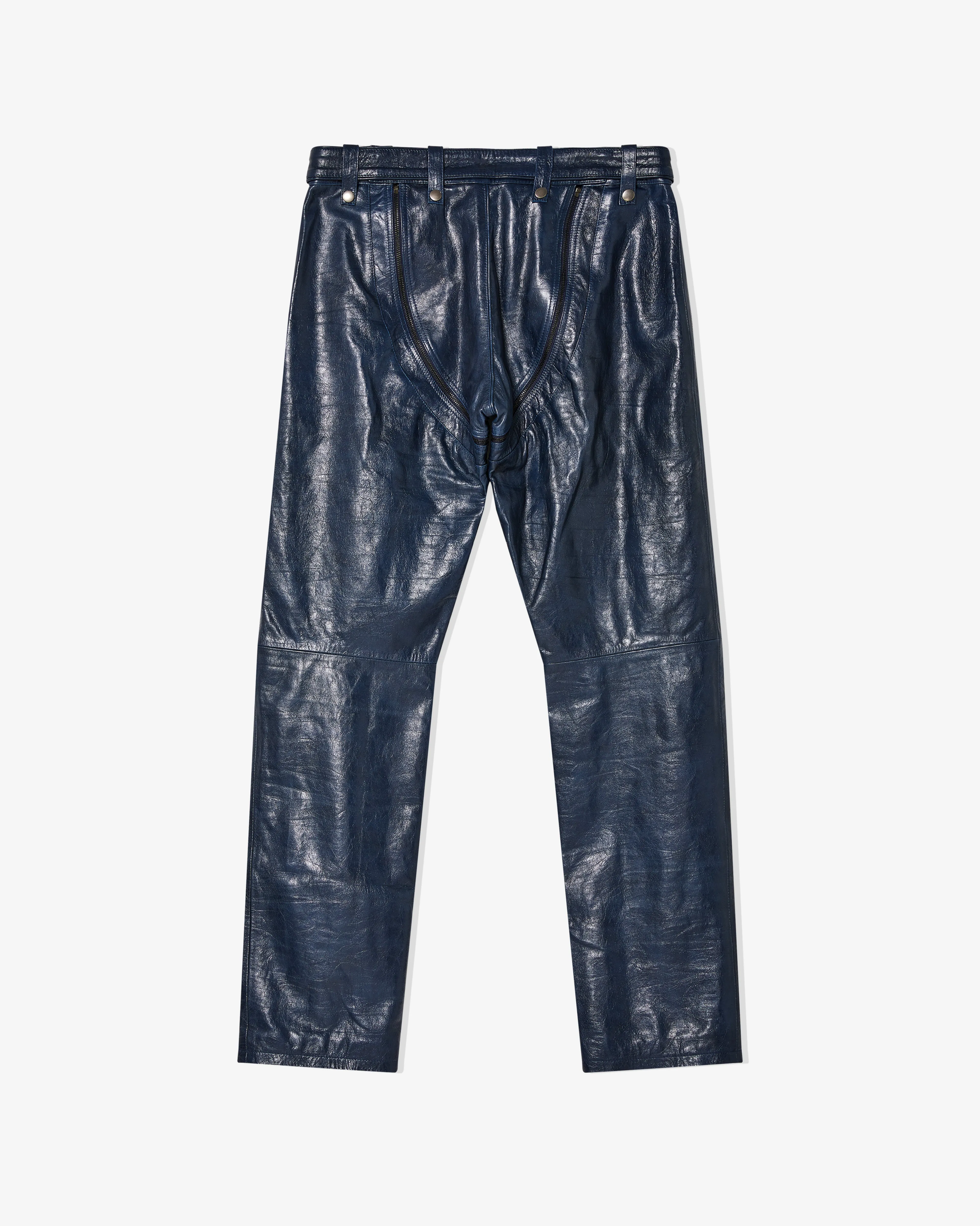 Martine Rose - Men's Zip Chap Leather Trousers - (Blue)