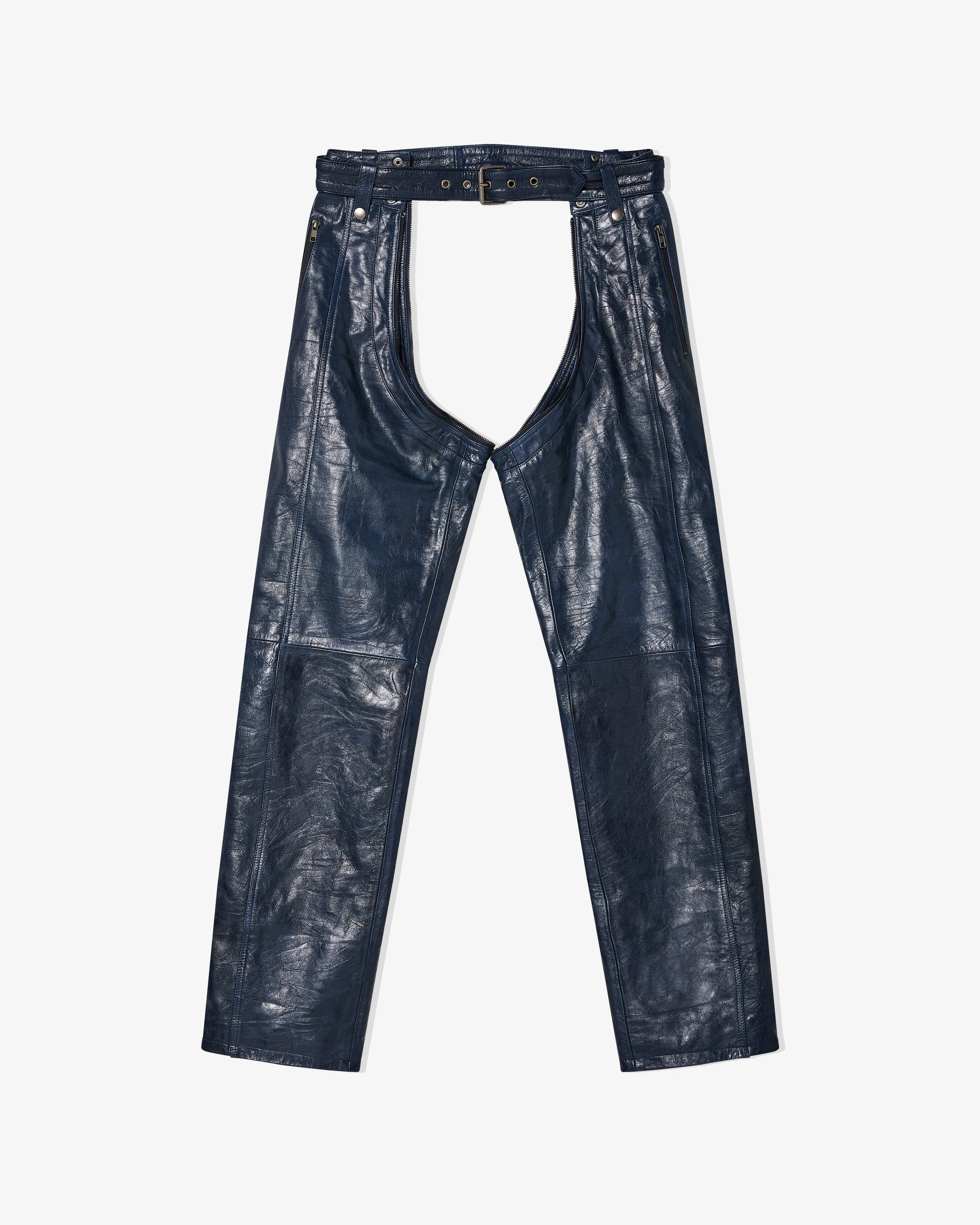 Martine Rose - Men's Zip Chap Leather Trousers - (Blue)
