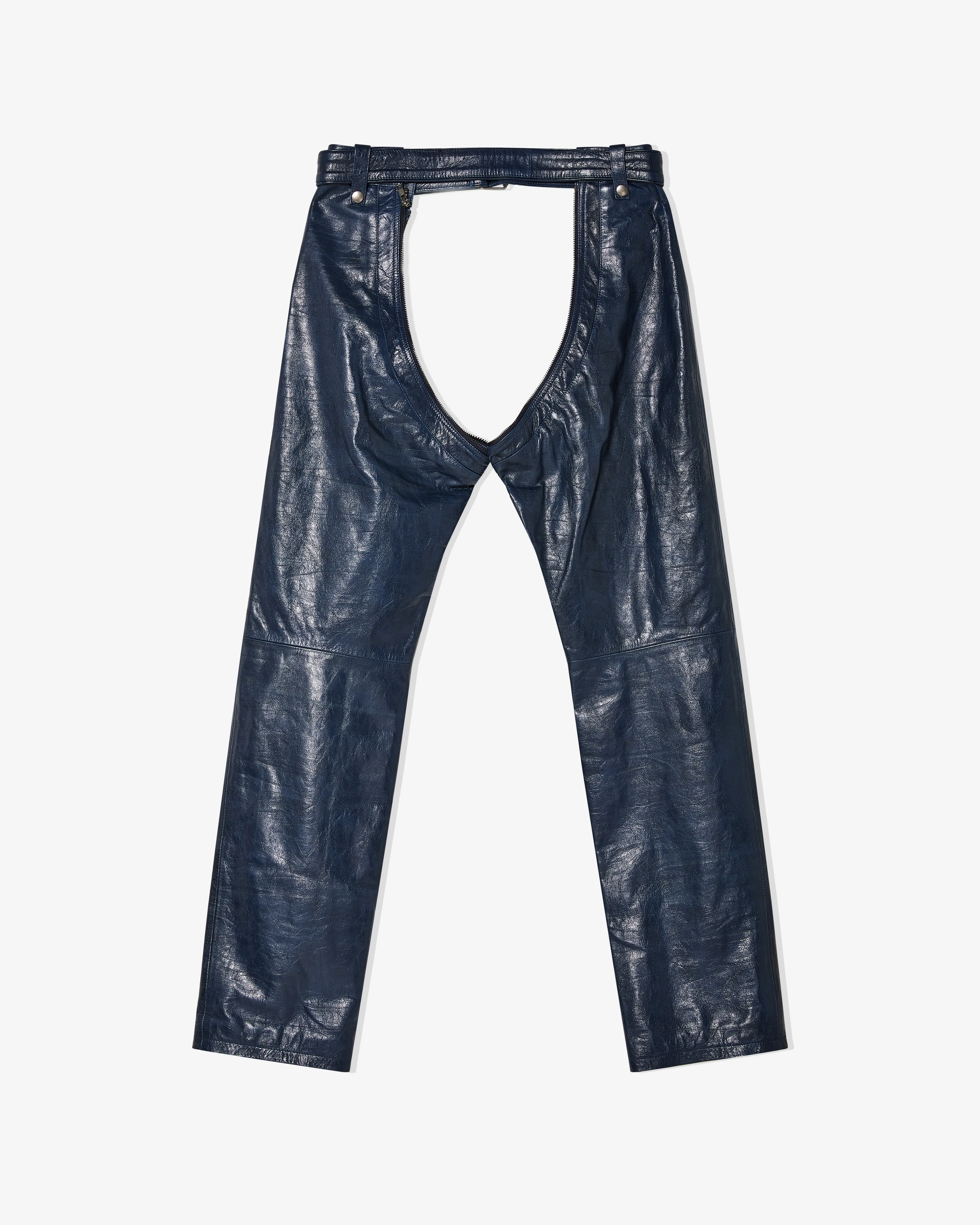 Martine Rose - Men's Zip Chap Leather Trousers - (Blue)