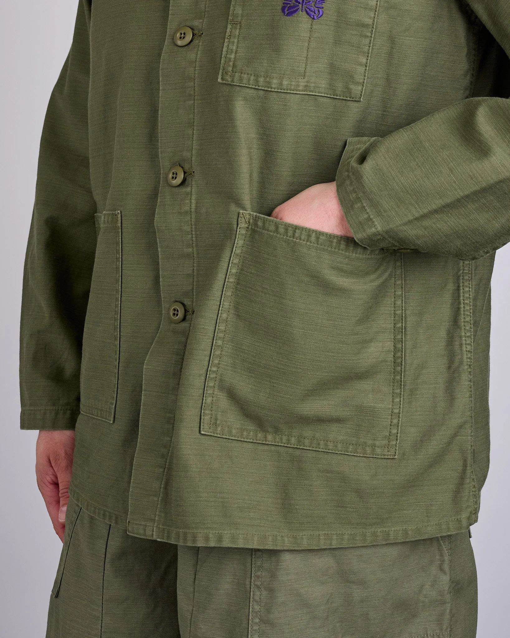 Needles D.N. Coverall Jacket Back Sateen Olive
