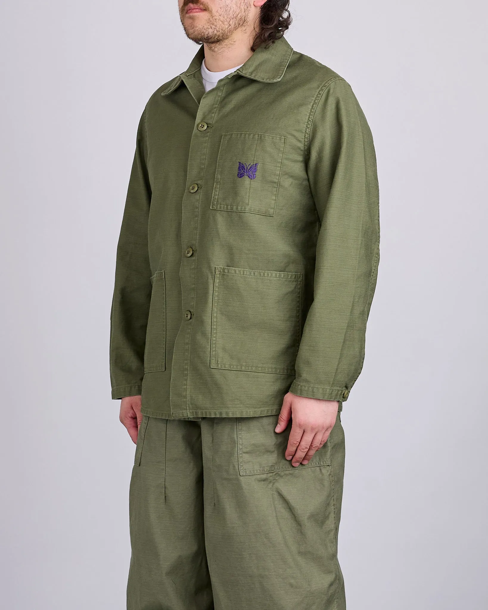 Needles D.N. Coverall Jacket Back Sateen Olive