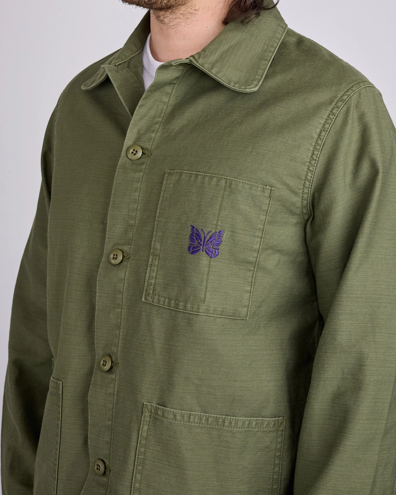 Needles D.N. Coverall Jacket Back Sateen Olive