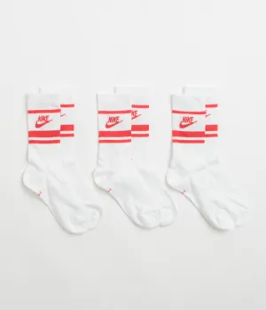 Nike Everyday Essential Crew Socks (3 Pair) - White / University Red / University Red