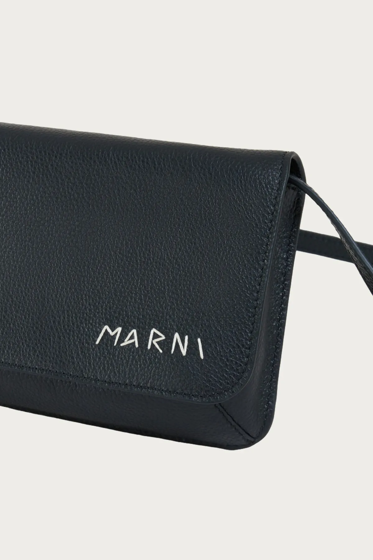 Pebbled Leather Marni Pochette - Black