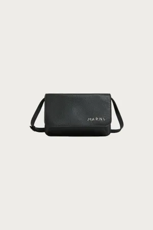 Pebbled Leather Marni Pochette - Black