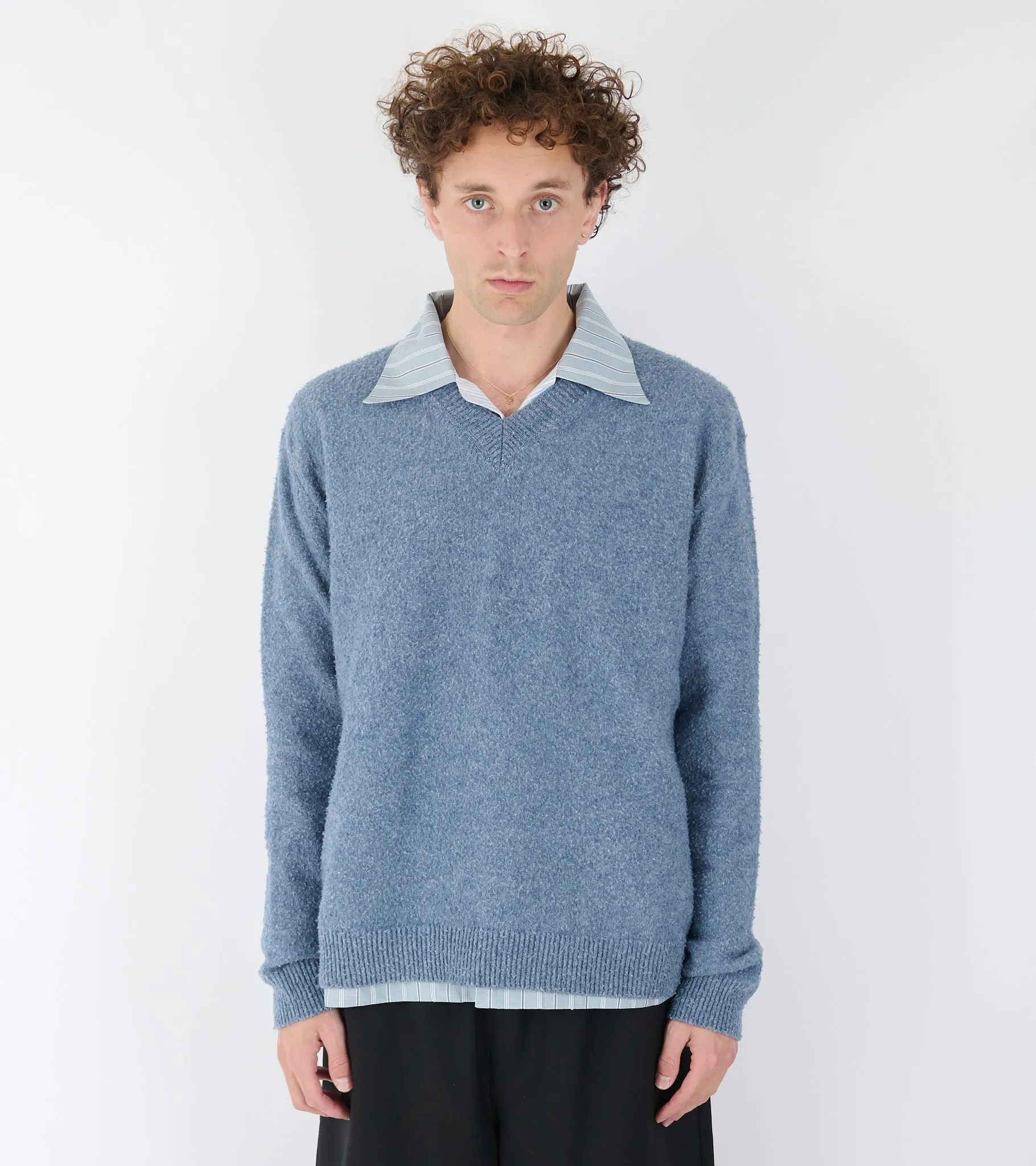 Pile Knit Sweater Blue
