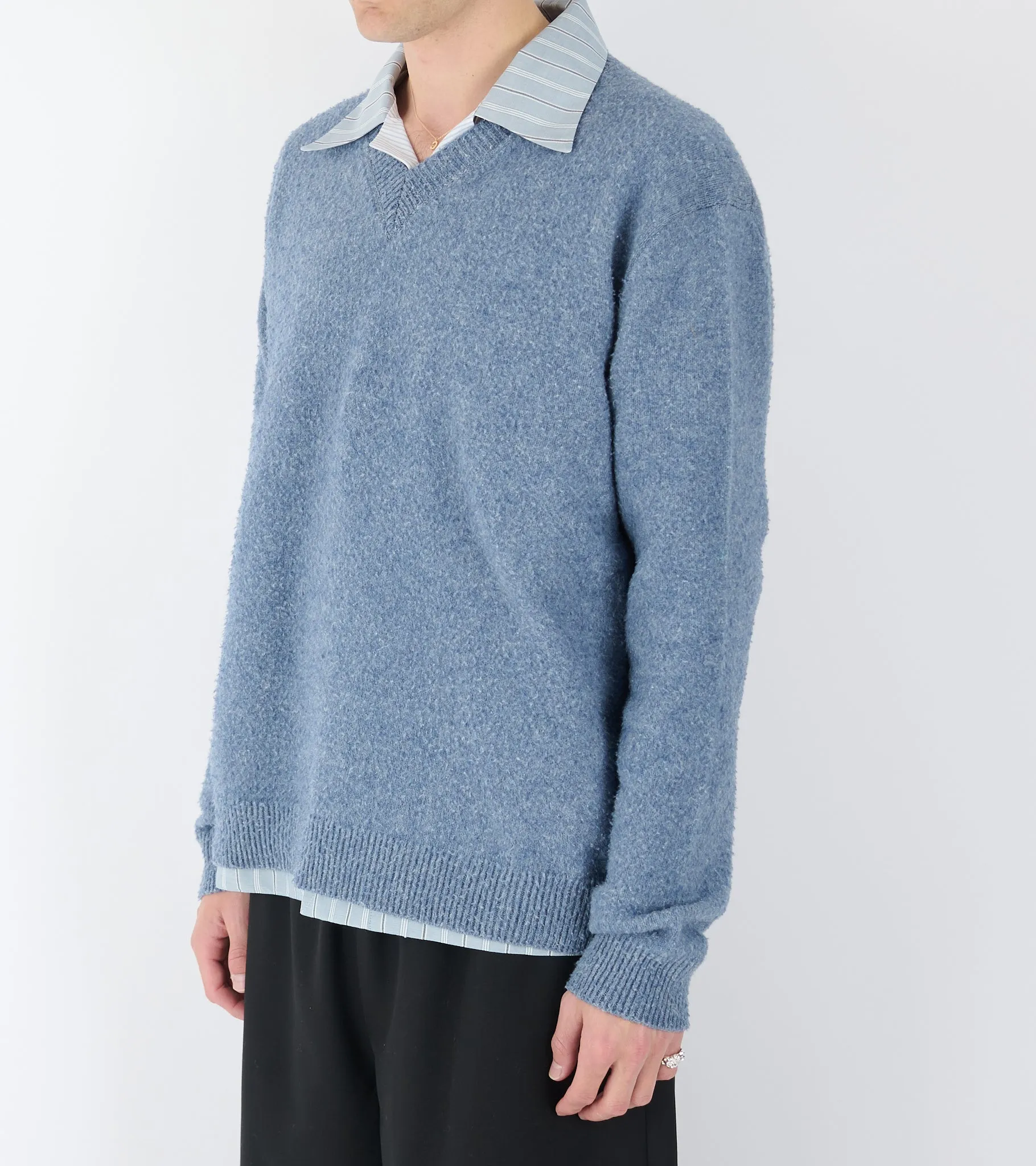 Pile Knit Sweater Blue