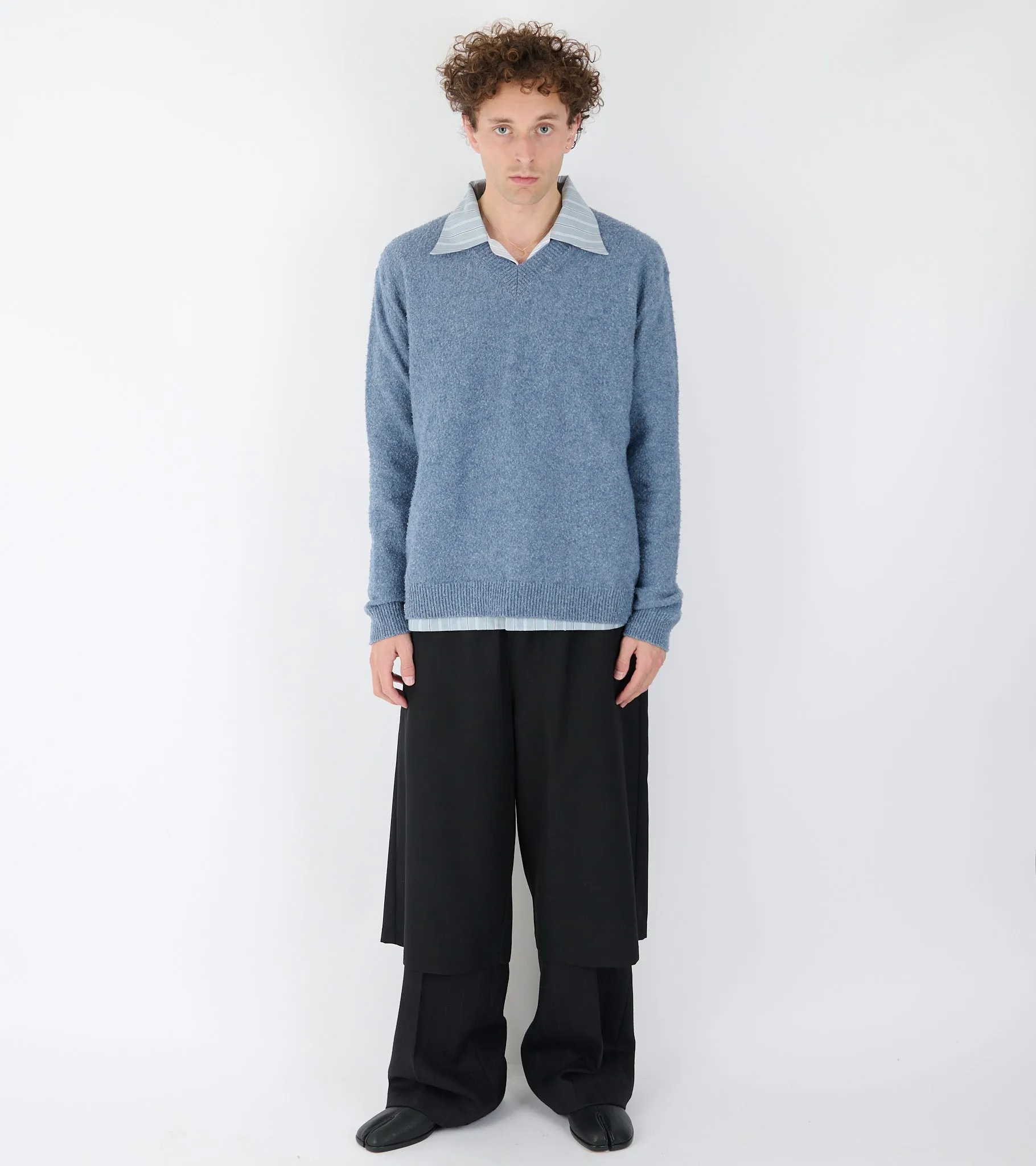 Pile Knit Sweater Blue