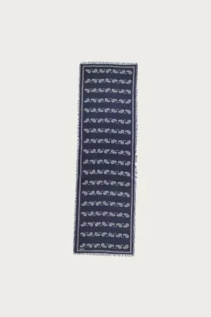 Rayon Fringe Stole (PECOS Paisley) - Navy