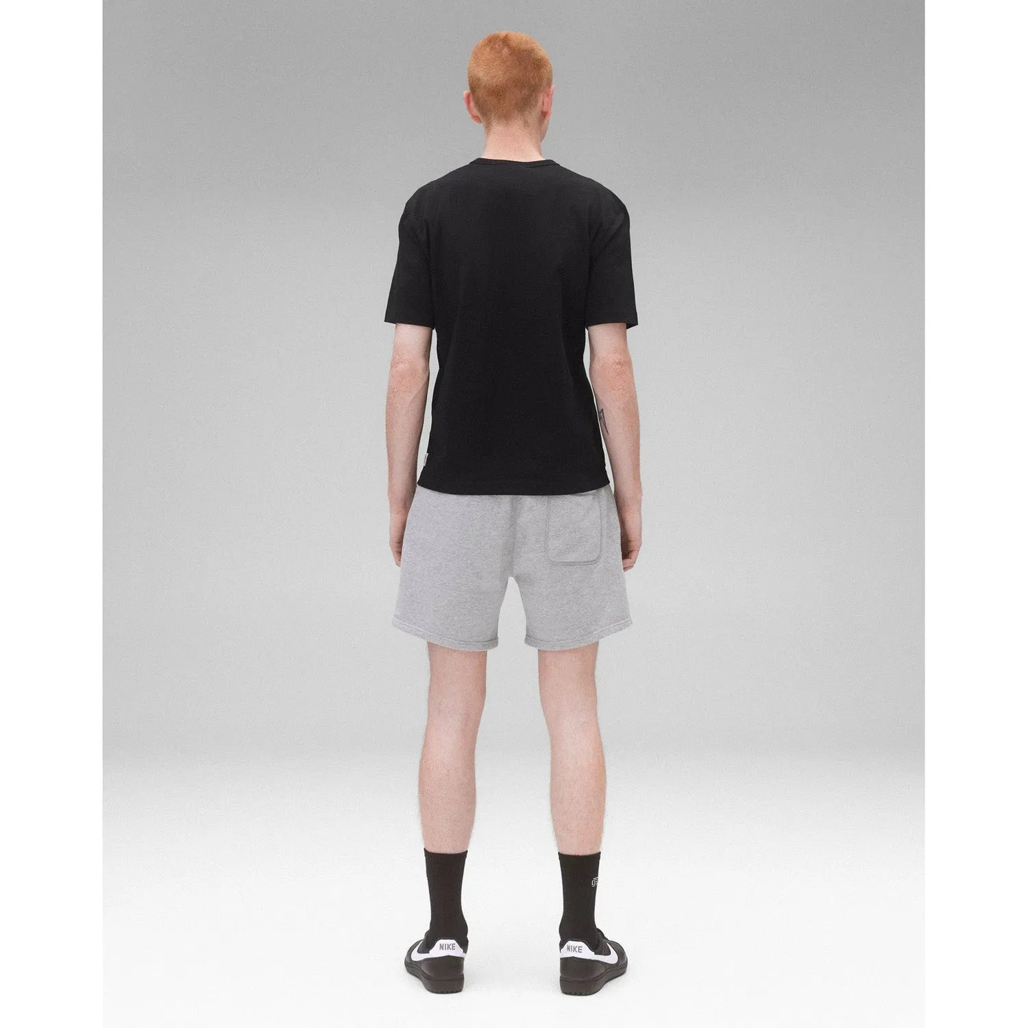 Reigning Champ Men Knit Lightweight Jersey Arch Logo T-Shirt Black White