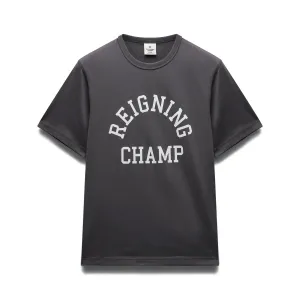 Reigning Champ Men Knit Lightweight Jersey Arch Logo T-Shirt Midnight White