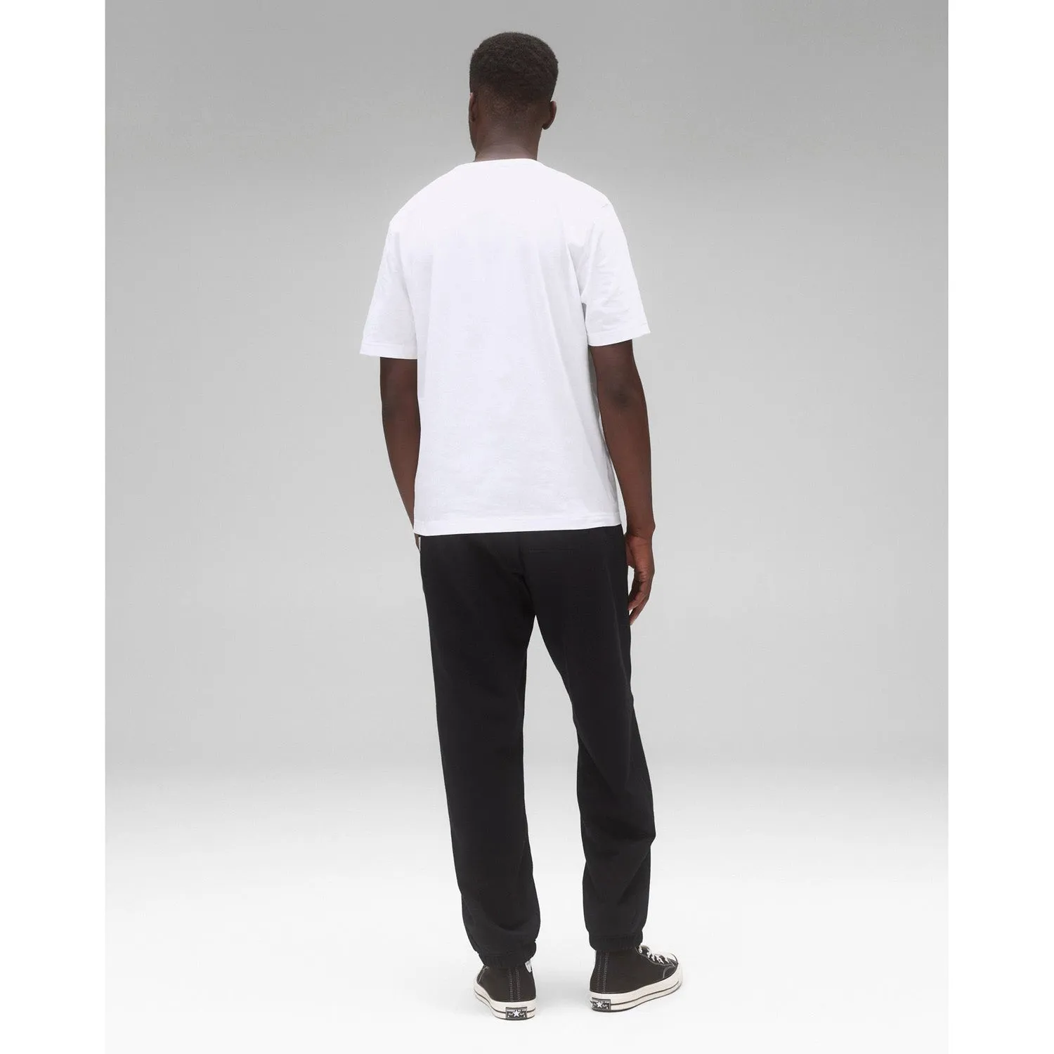 Reigning Champ Men Knit Lightweight Jersey Arch Logo T-Shirt White Black