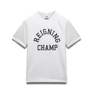 Reigning Champ Men Knit Lightweight Jersey Arch Logo T-Shirt White Black