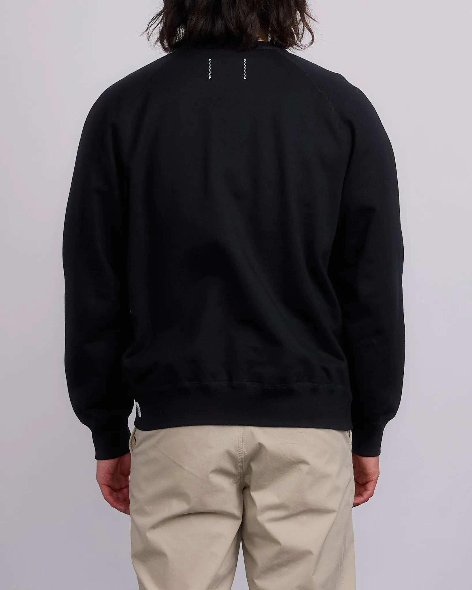 Reigning Champ Midweight Terry Arch Crewneck Black White