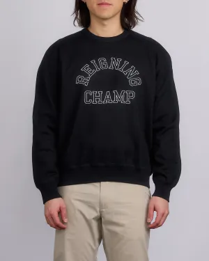 Reigning Champ Midweight Terry Arch Crewneck Black White