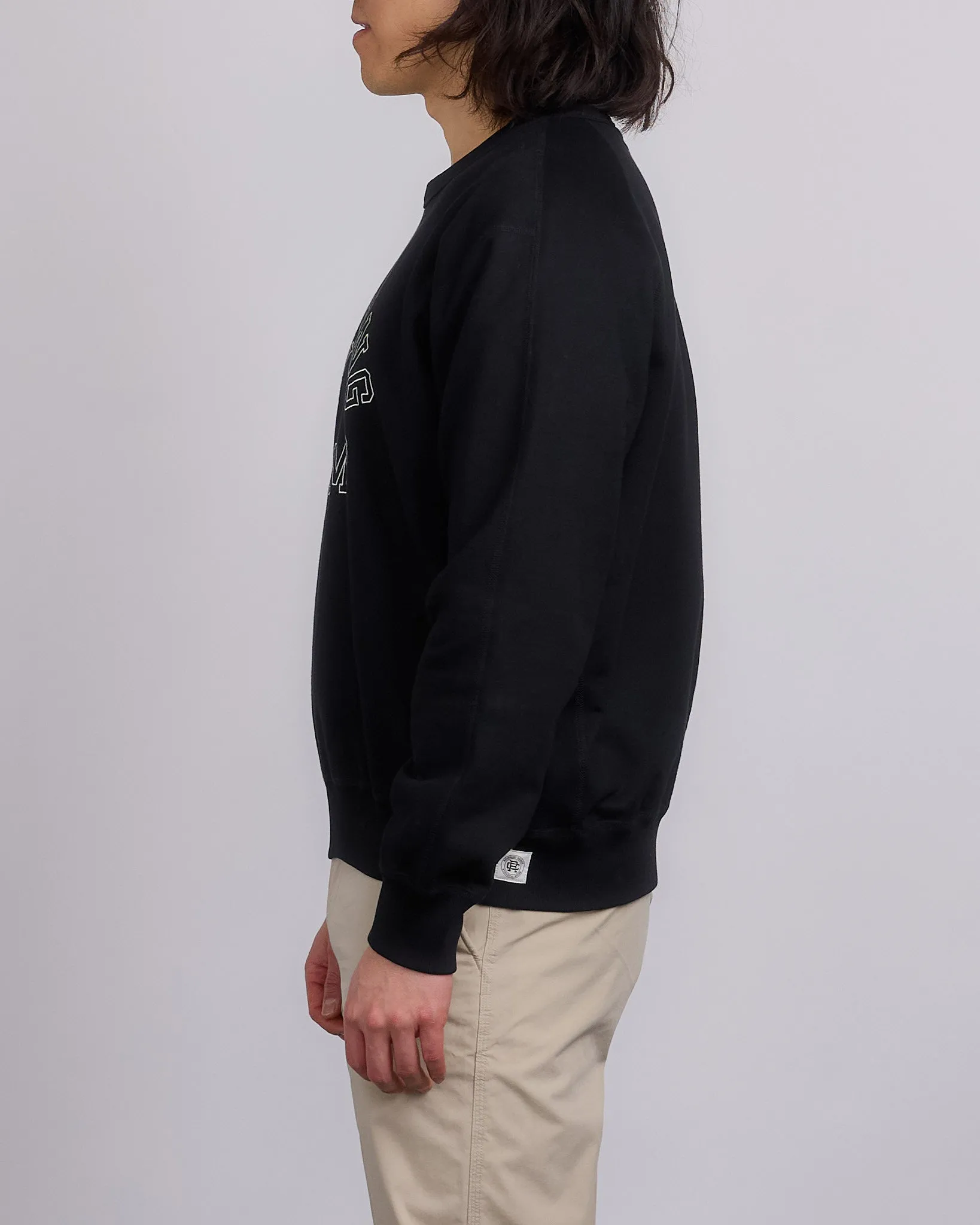 Reigning Champ Midweight Terry Arch Crewneck Black White