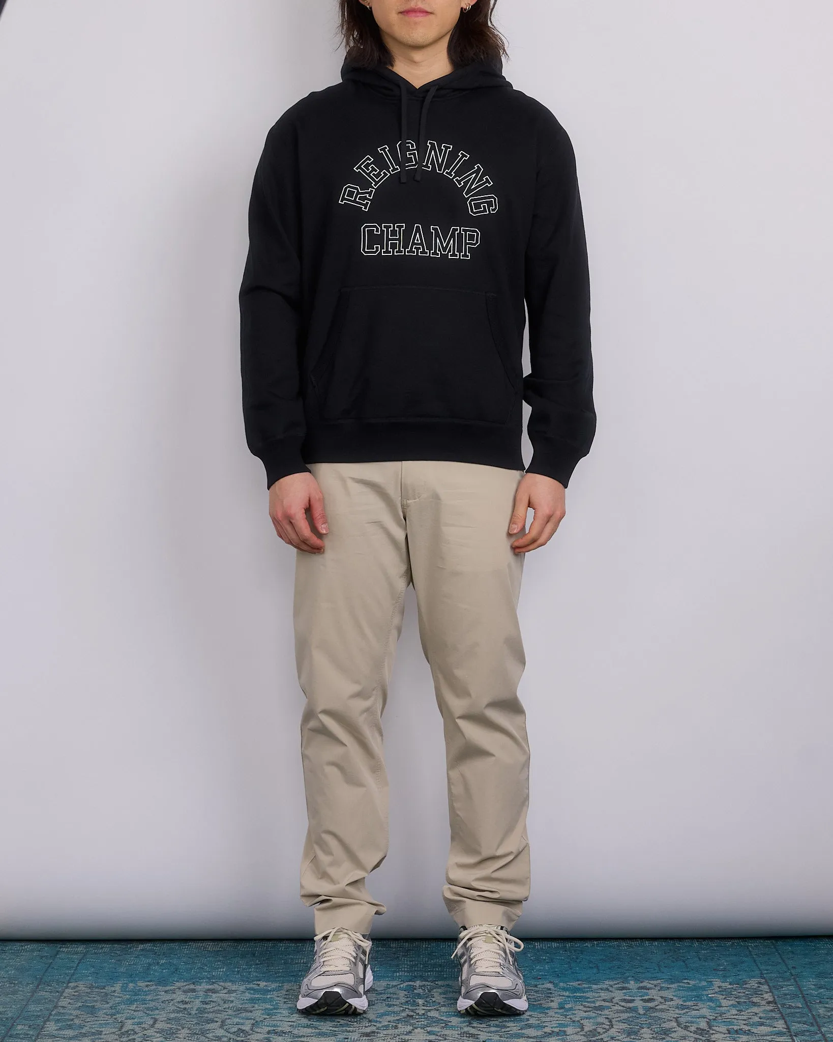 Reigning Champ Midweight Terry Arch Hoodie Black White