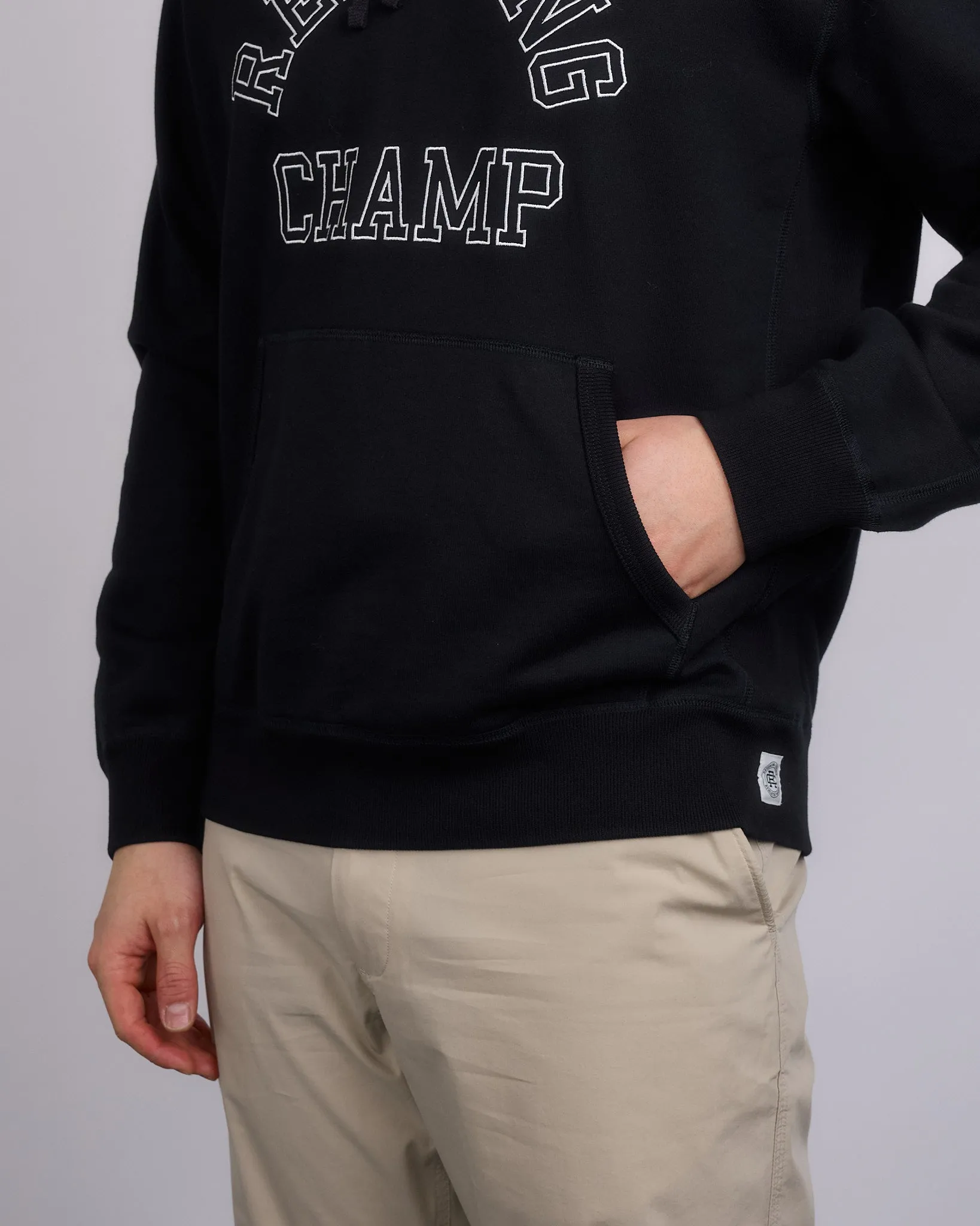 Reigning Champ Midweight Terry Arch Hoodie Black White