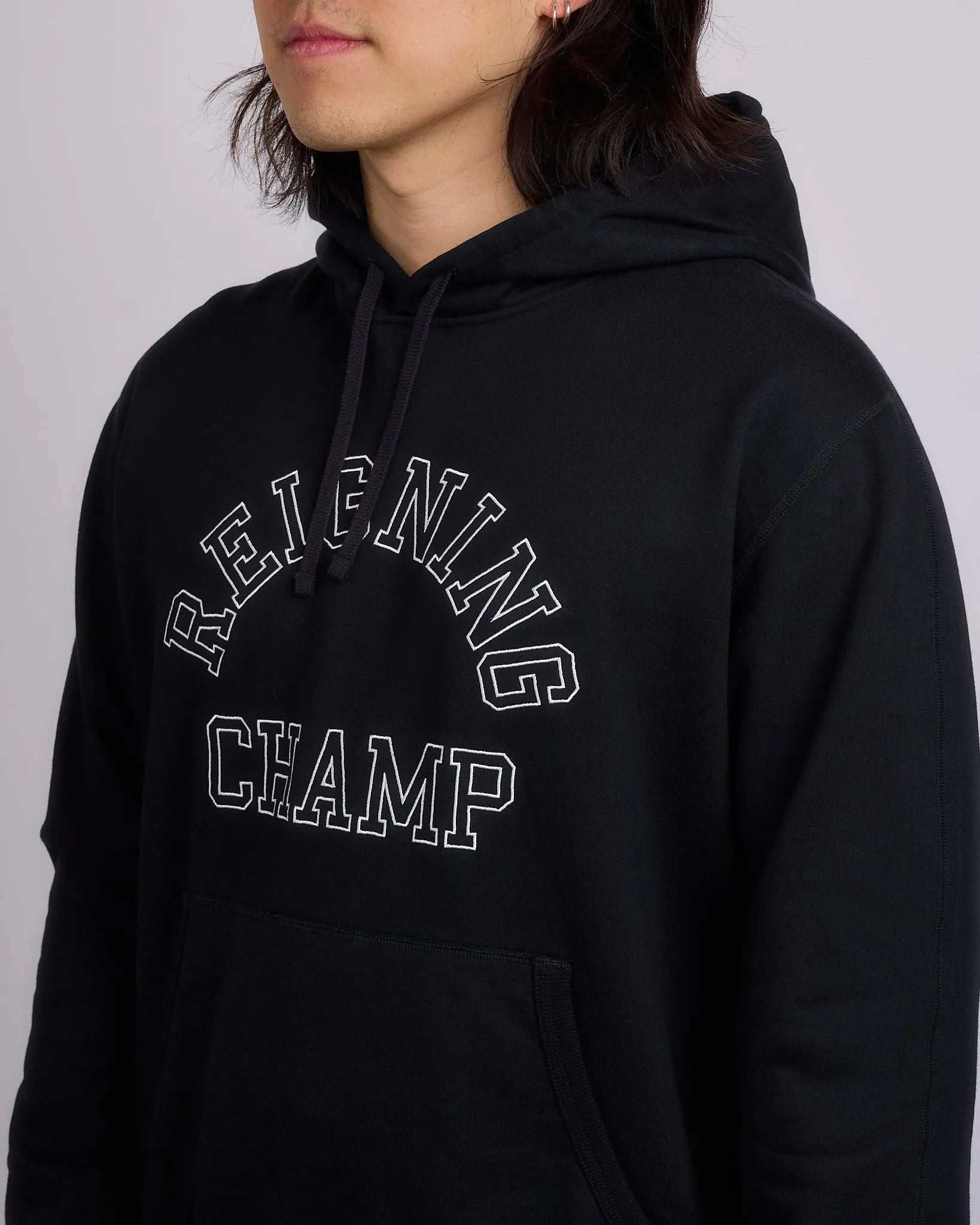 Reigning Champ Midweight Terry Arch Hoodie Black White