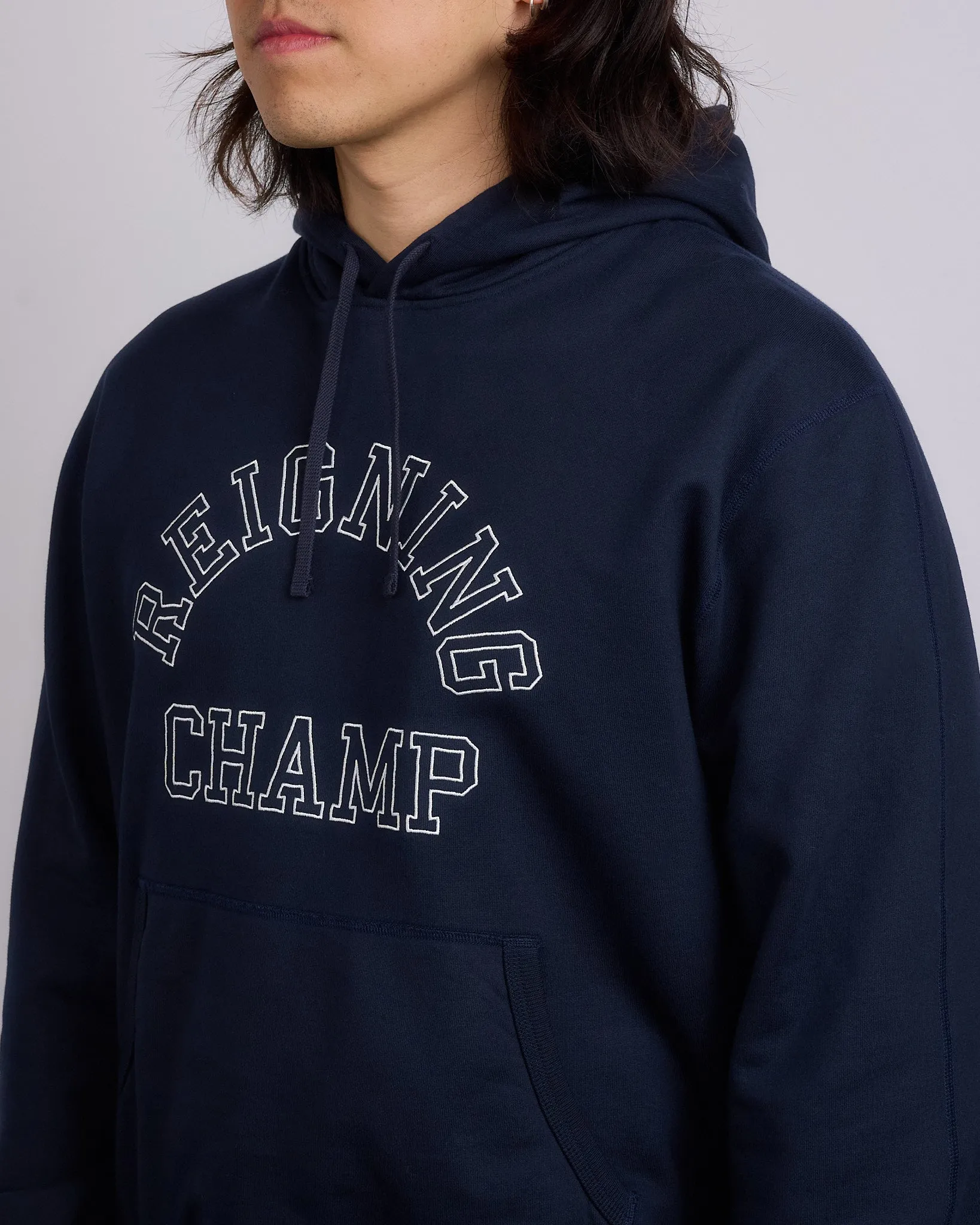 Reigning Champ Midweight Terry Arch Hoodie Navy/White