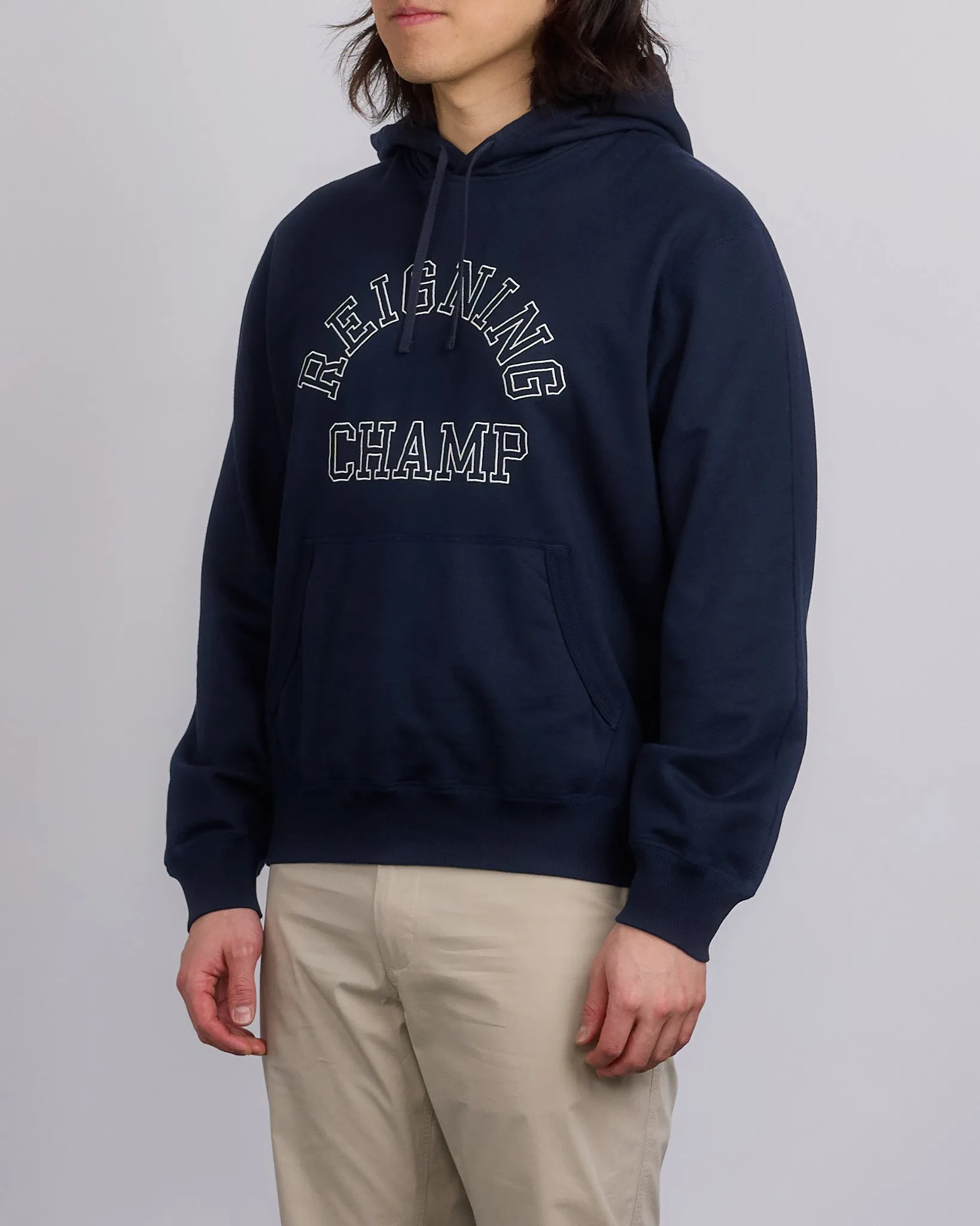 Reigning Champ Midweight Terry Arch Hoodie Navy/White