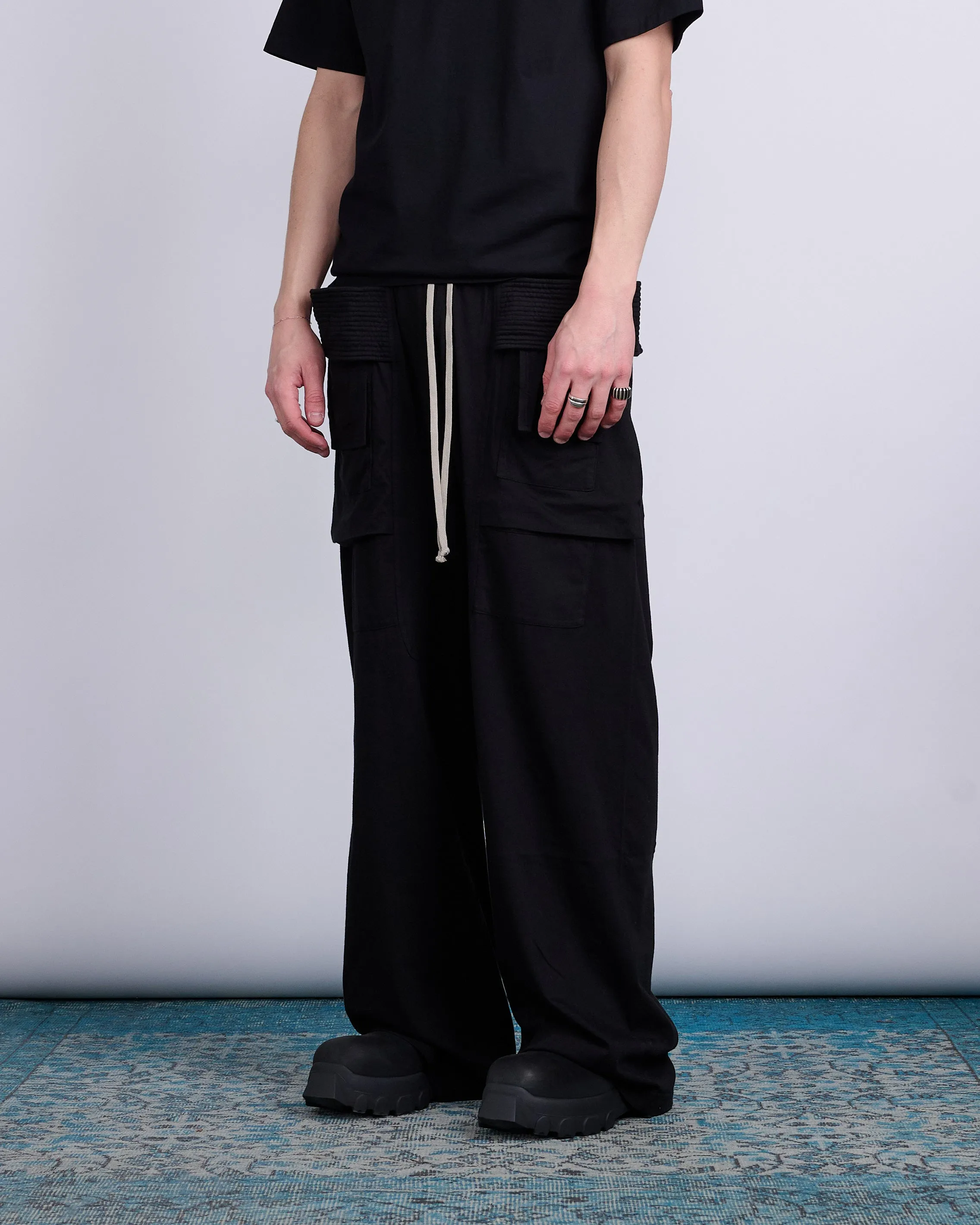 Rick Owens DRKSHDW Creatch Wide Jersey Cargo Pant RN Black