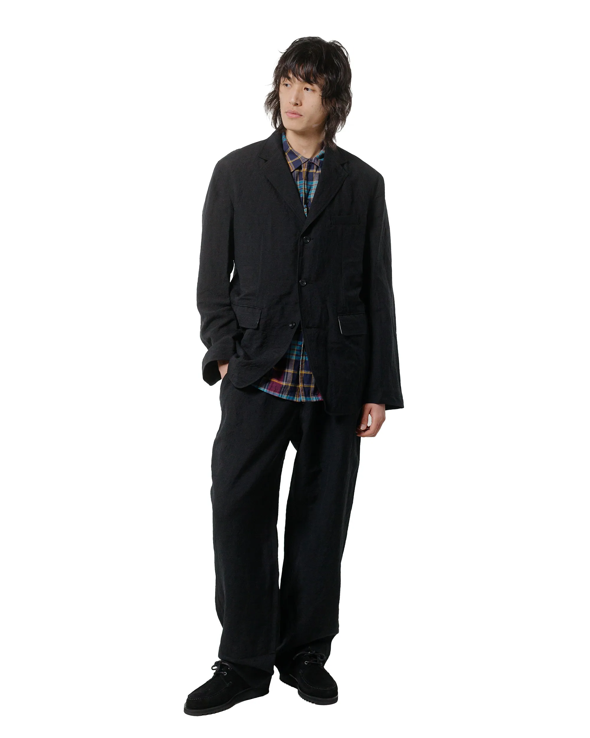 Sage de Cret Wool/Linen Tumbler Three Button Tailored Jacket Black